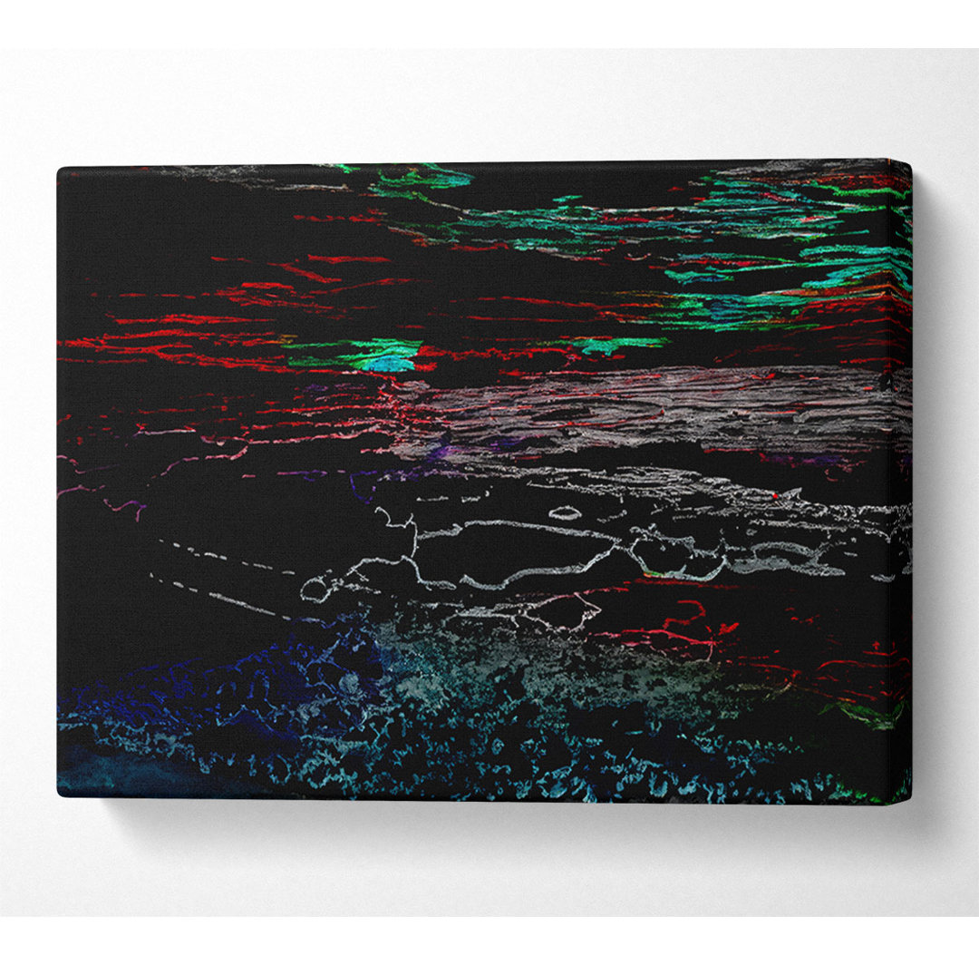 Abstrakte Neon-Meereslandschaft - Kunstdrucke auf Leinwand - Wrapped Canvas