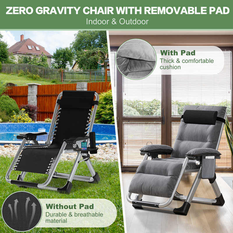 Fauteuil inclinable zéro gravité avec coussin Daisie-Mae, gris
