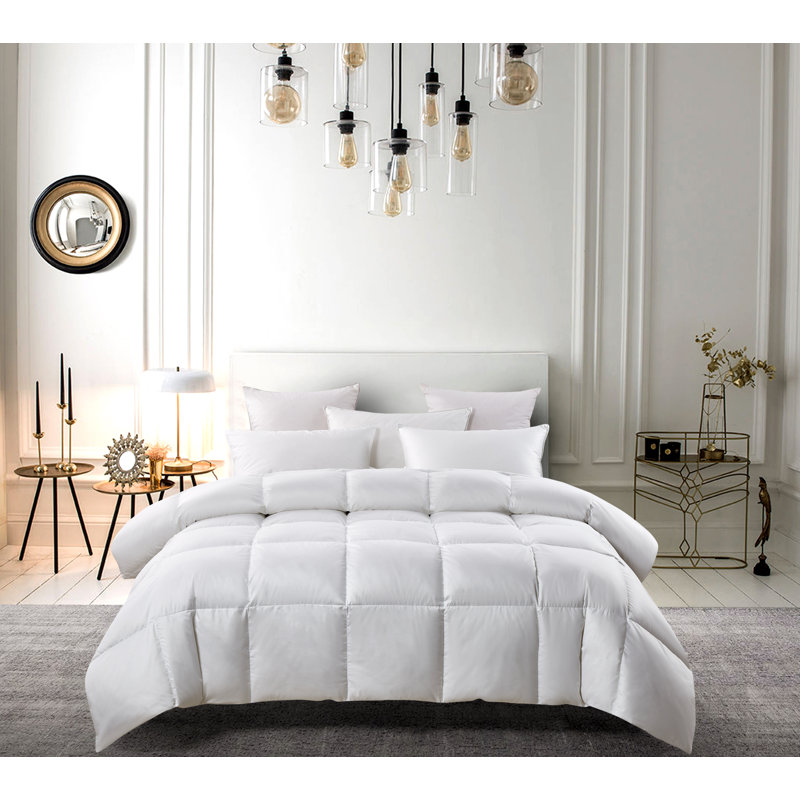 Twin White Cotton Down Comforter with Feather Fill