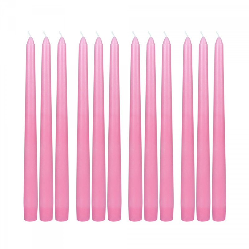 Ensemble de 12 chandelles fuselées non parfumées Estela, Rose