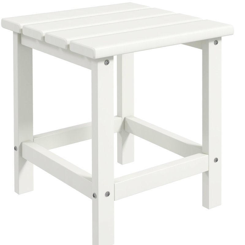 Patio Side Table - 15" Square Weather End For Porch, Pool, Balcony. Design, 110 Lbs Load Bearing, White Balcony, Pool Outdoor Table,