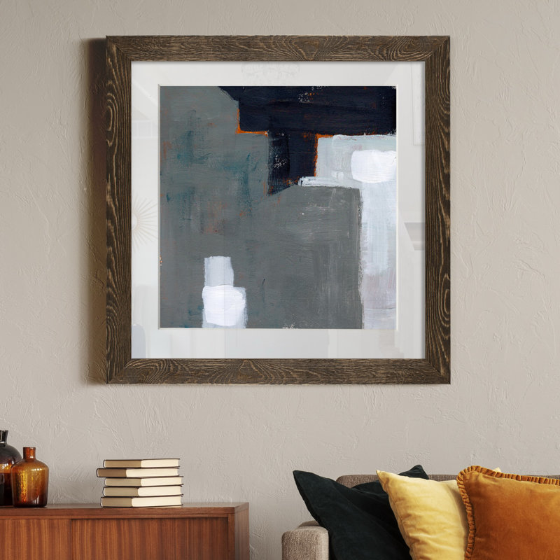 Béton mural IV-reproduction d’art sur papier encadrée, H 27,5 po x l 27,5 po x P 1,5 po, Cadre noyer