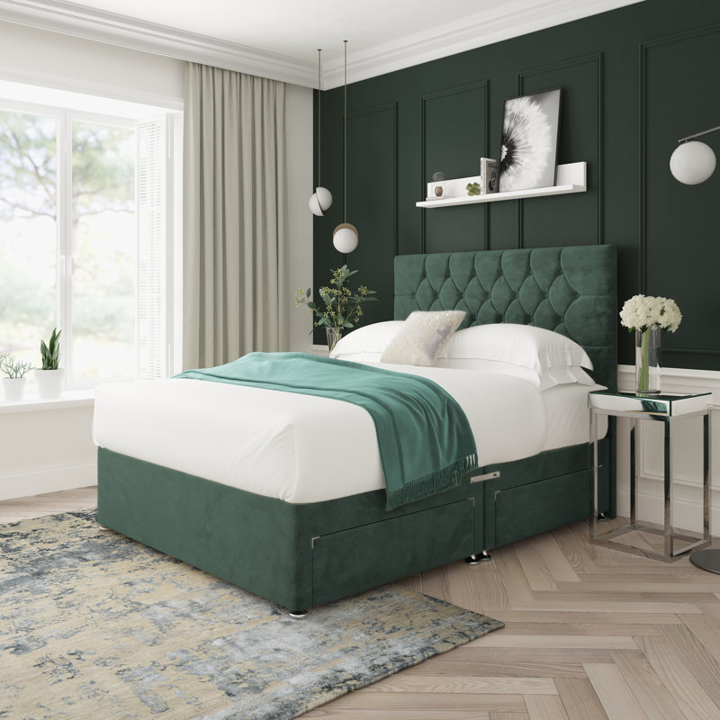 Divan Bed Base, No Drawer, Single (3'), Emerald