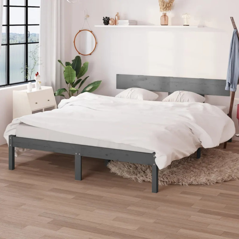 Bed Frame Solid Wood, natural, 140 x 200cm