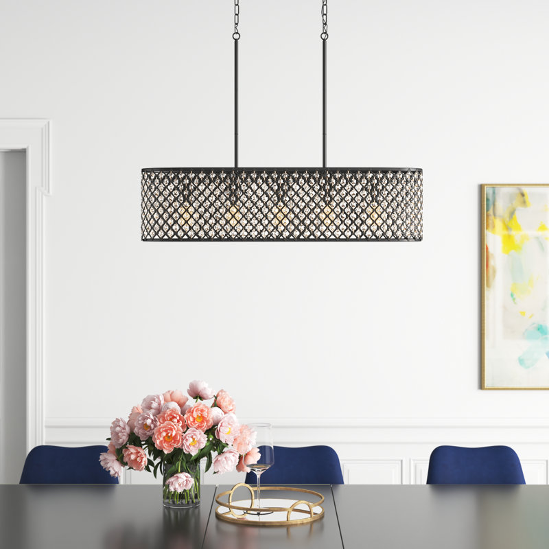 Erelina 5 - Light 35.8"W Dimmable Kitchen Island Geometric Chandelier