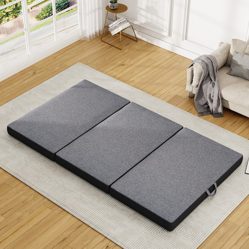 Tri-fold Memory Foam Mattress, Foldable Futon Mattress in a Box Extra Support, Portable Folding Murphy Bed Mattress With Washable Removable Cover
