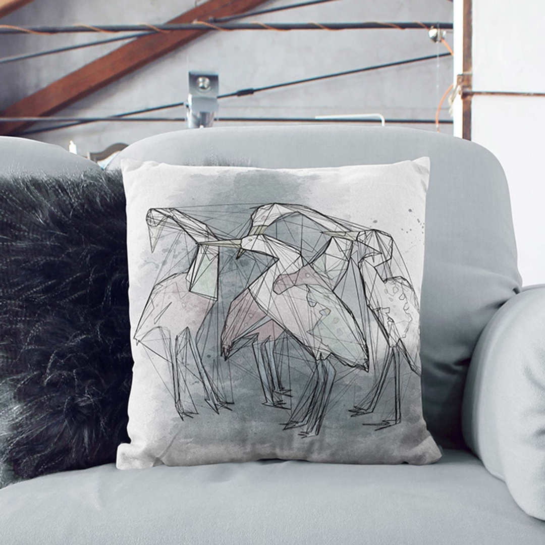 Heron Birds Cushion with Filling