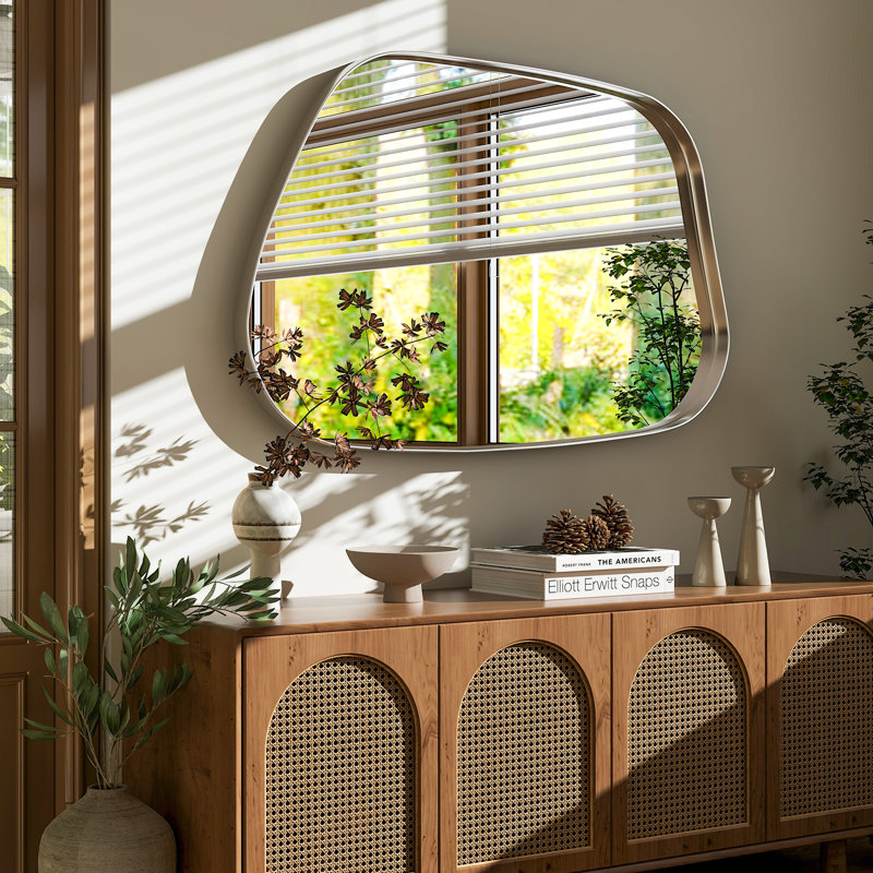 Miroir mural en aluminium, Argent argent, H 40 po x l 26 po x P 1,4 po