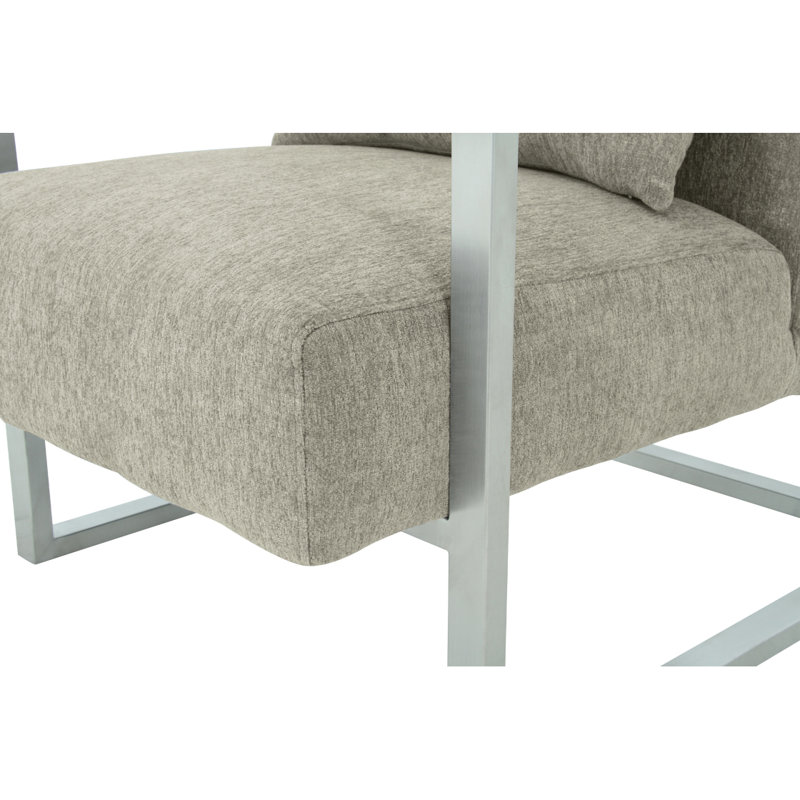 Chaise d'appoint moderne Skyline en lin gris et pieds en acier