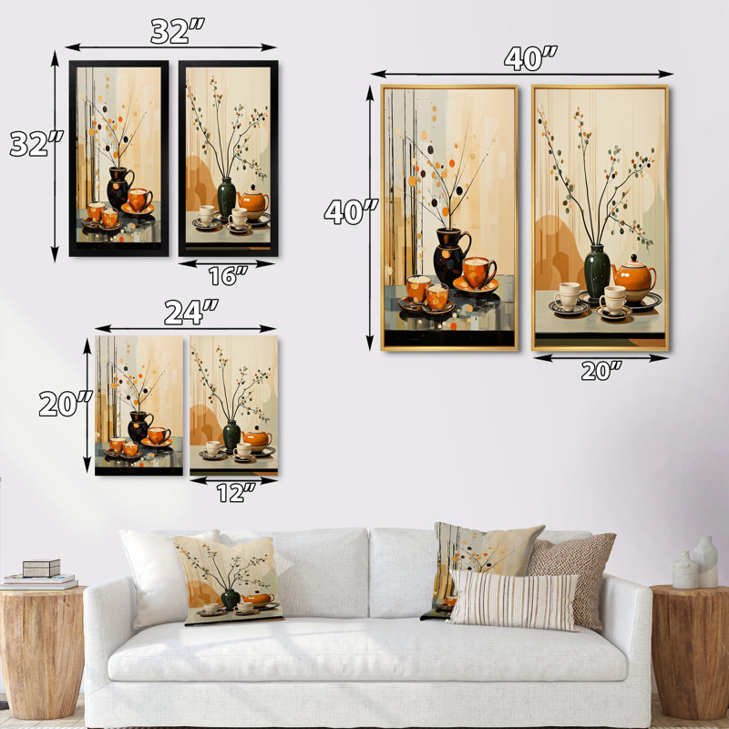 «Coffee Tea Cafe Points» 2 pièces, H 32 po x l 32 po, Toile tendue