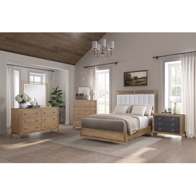 Queen Upholstered And Strap Panel Bed