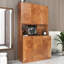 72,49 po de hauteur avec garde-robe et armoire de cuisine en chêne rustique. 6 portes, 1 tablette ouverte, 1 conception. Matériau et 6 portes faciles à nettoyer, 1 conception pratique-1497152608