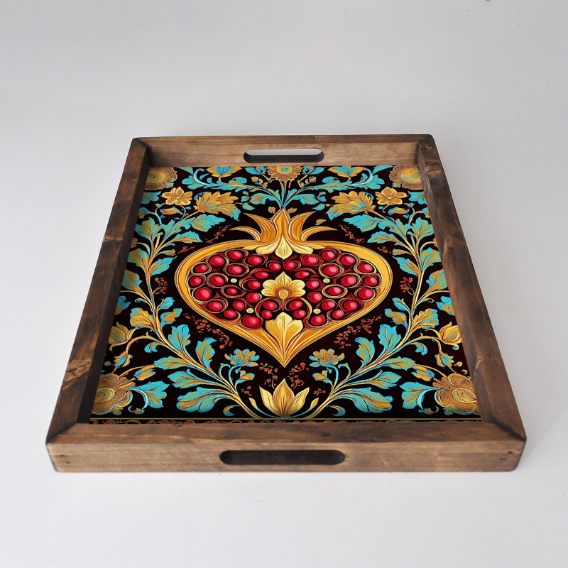 Elegant Solid Wood Tray, 18.9 x 15.0 x 1.6 inches | UV Printed on 0.2-inch Thick MDF | Perfect for Serving, Organizing, and Home Décor | Durable and Stylish Design for Any Occasion