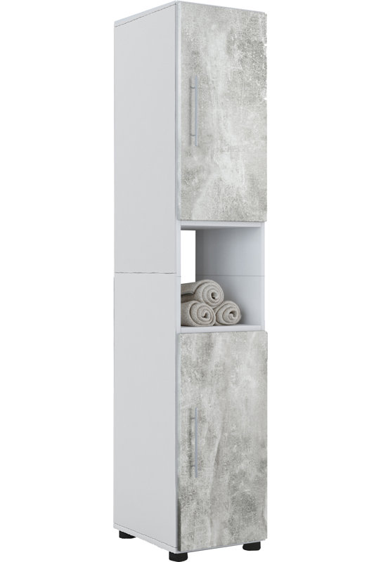 Anik Bathroom Cabinet, White/Grey, 160cm H x 31cm W x 30cm D