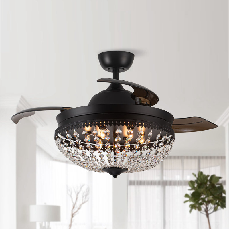 Athen 42'' Ceiling Fan with Light Kit, Matte Black with Transparent Brown Blades