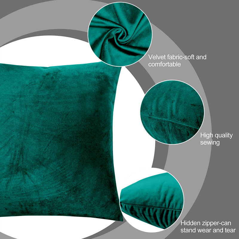 Velvet Scatter Cushion Cover, Green