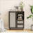 Black Rattan Buffet Cabinet, Scandinavian Buffet Cabinet with Drawers & Open Shelves