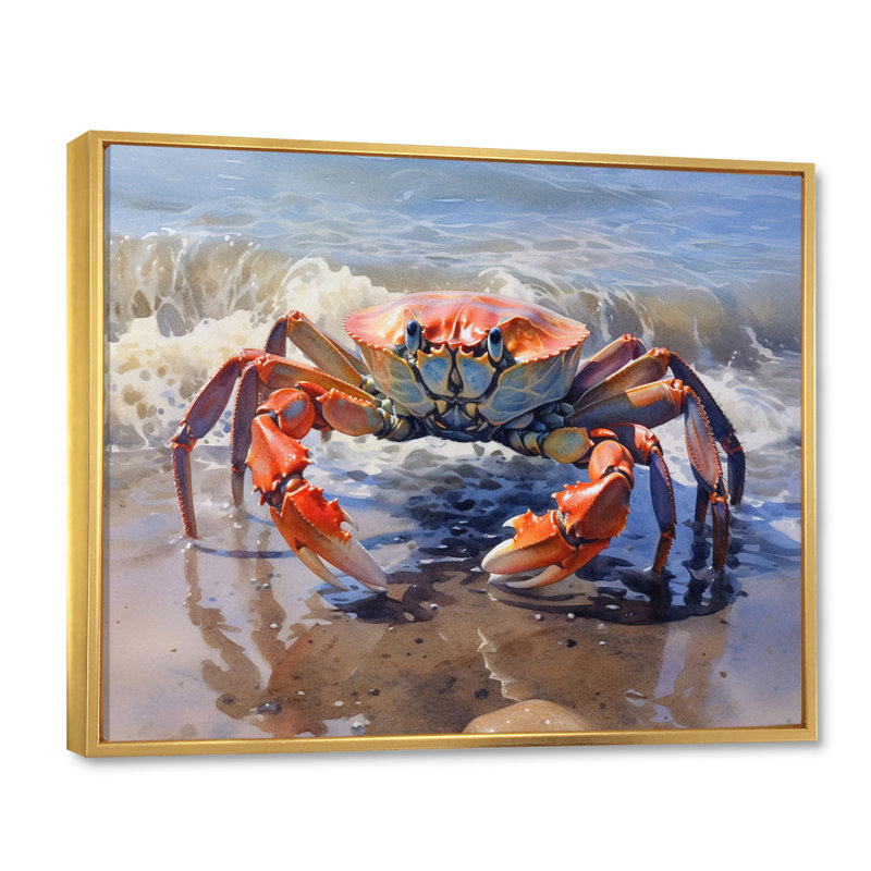 Crab Beachcombers II - Crab, art encadré, H 16 po x l 32 po x P 1 po, Cadre flottant doré