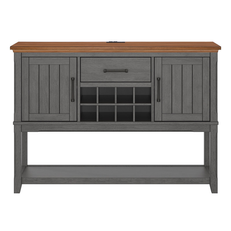 Raber 51" Wide Dining Hutch with Power Outlets, Antique Grey