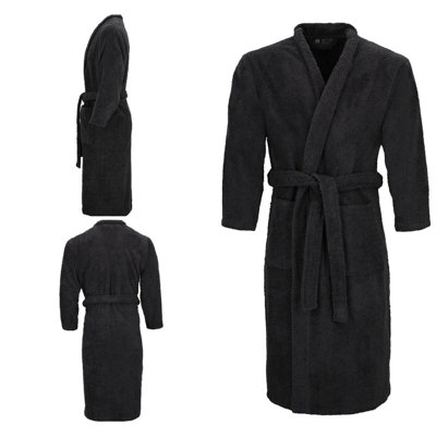 Lorello Cotton Terry Cloth Mid-Calf Bathrobe with Pockets