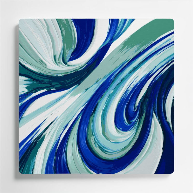 «Lyrical Abstraction 17», art mural en métal bleu, H 12 po x l 12 po
