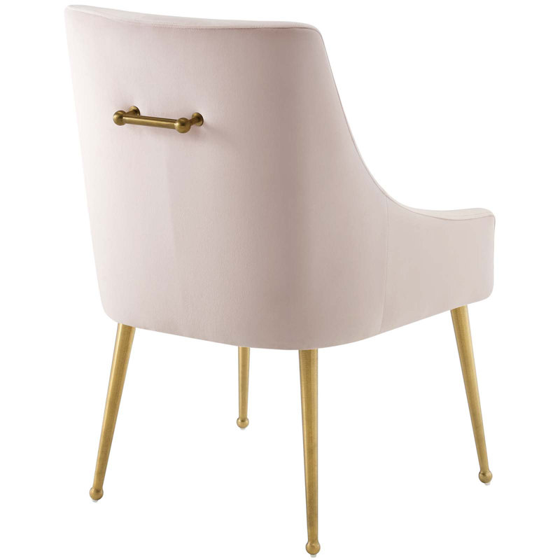 Cascade Pink Velvet Upholstered Side Chair with Gold Metal Legs
