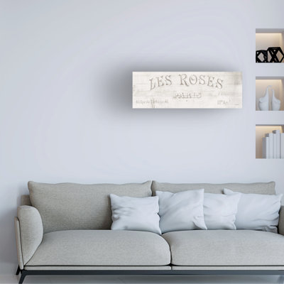 Wrapped Canvas Wall Art - Danhui Nai 'French Roses Vii' Wall Art for Living Room, Bedroom, or Office Décor - 10x32