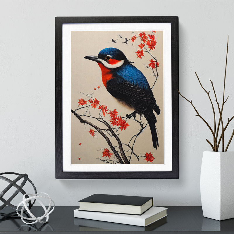 Attractive Bird - Single Picture Frame Print, 64cm H x 46cm W x 2cm D, Black Framed