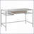 Desks, Adela Contemporary Writing Desk with Drawer, 48"W Tempered Glass Top, Antique Brushed Silver | Antique Silver | Wood