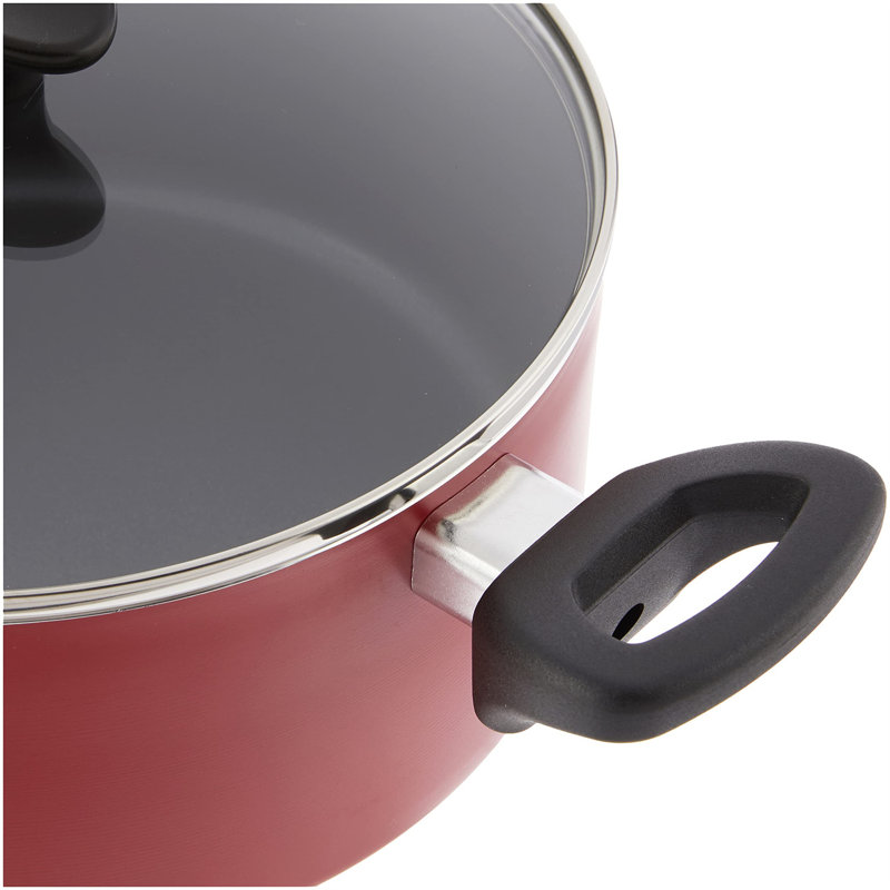 Red 12-Piece Nonstick Aluminum Cookware Set with Glass Lids