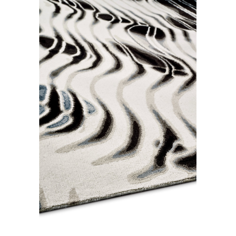 Chihuly Scallop Black Area Rug, Rectangle 4' x 6'