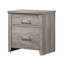 Ensemble de rangement de chambre à coucher 4 pièces avec commode grise patinée, miroir et deux tables de chevet assorties