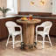 Table de salle à manger 2 places ronde, de style campagnard industriel, en bois massif de métal brun