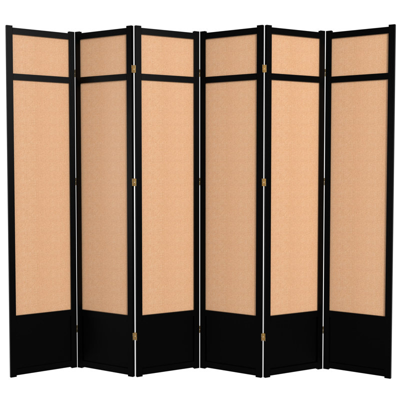 Cloison pliante Clarke, Noir, 6 panneaux