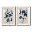 Bleu marine et feuilles de lin II - ensemble de 2 reproductions d'art sur papier encadré-1462973633-1462973636