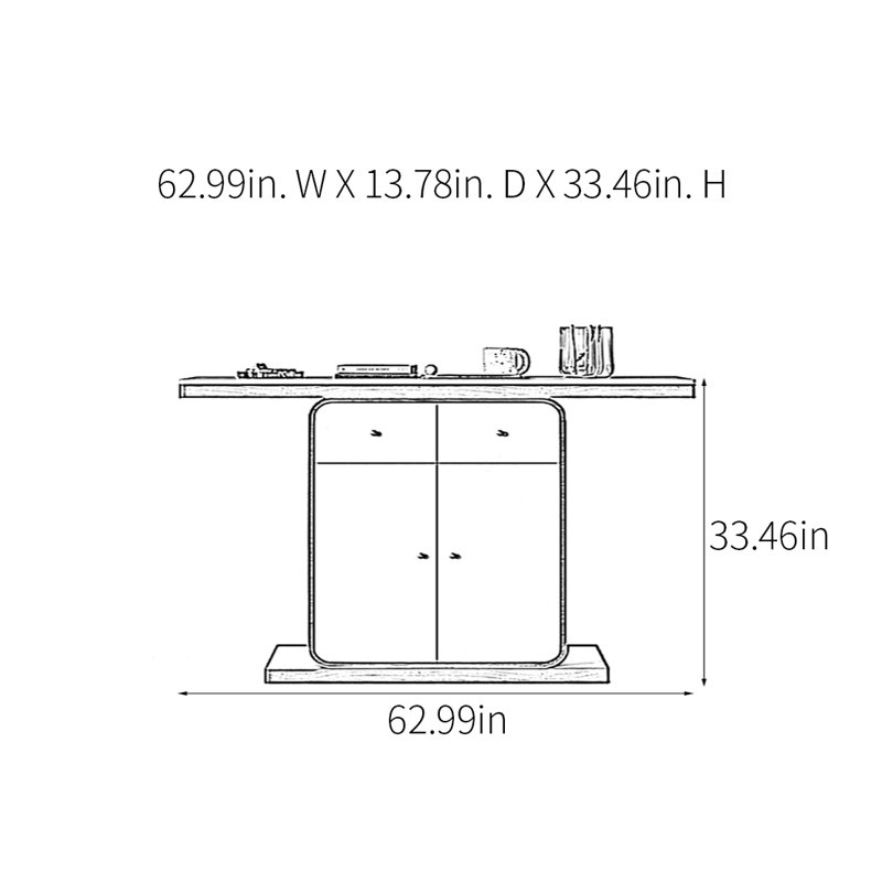 Console moderne et multifonctionnelle, H 33,46 po x l 62,99 po x P 13,78 po