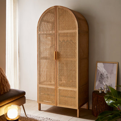 Armoire de rangement moderne minimaliste en rotin blanc