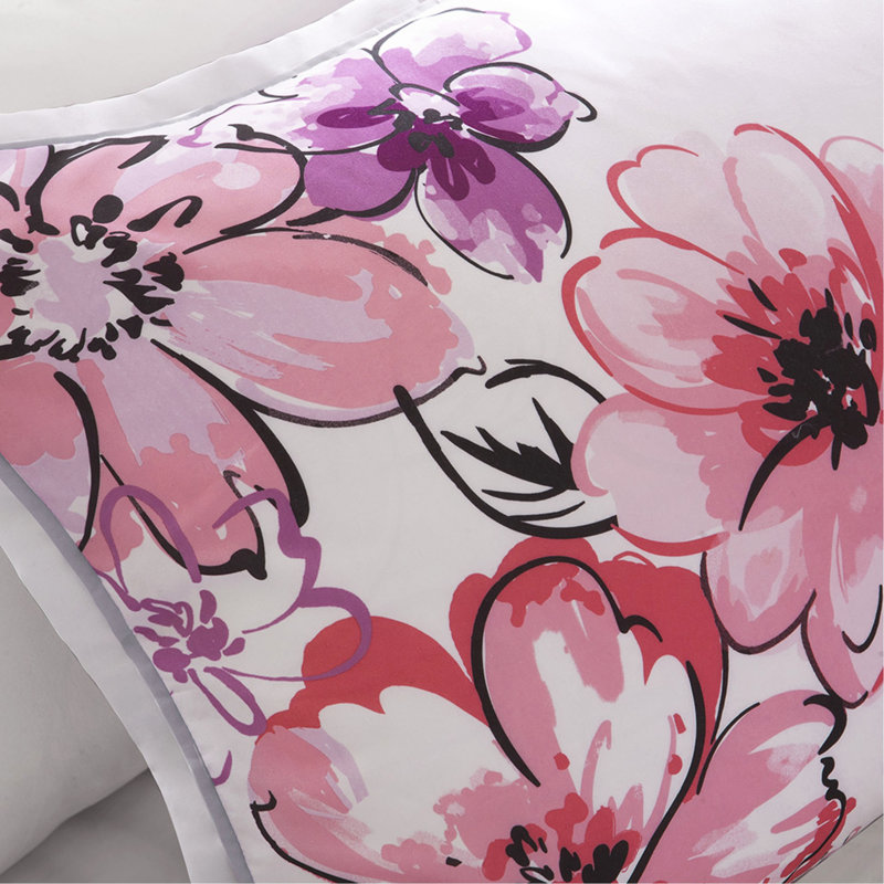 Ensemble d'édredon floral simple / simple TG, Édredon simple + 3 pièces supplémentaires, Rose