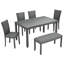 Ensemble de table de salle à manger 6 pièces avec banc et chaises, ensemble de table à manger en bois pour 6 personnes, ensemble de table de salle à manger de style rustique pour 6 personnes Farmhouse-2037640841