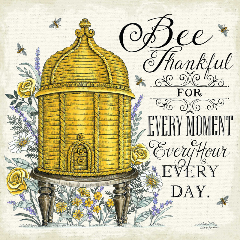 Bedfo Bee Thankful For Every Moment - impression sur toile tendue, H 20 po x l 20 po