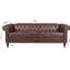 Fauteuil carré 85,12 po pour 3 places, cuir d'unité centrale brun foncé, coussins amovibles, largeur chic et pratique de 85,12 po, style exquis-623464040