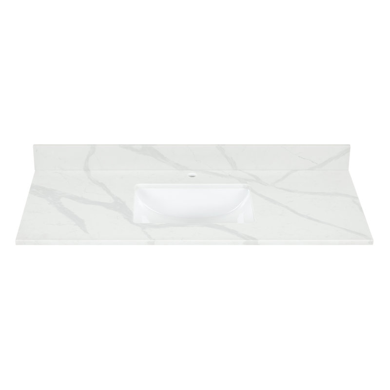 Arbios 48" Calacatta White Quartz Vanity Top with Sink