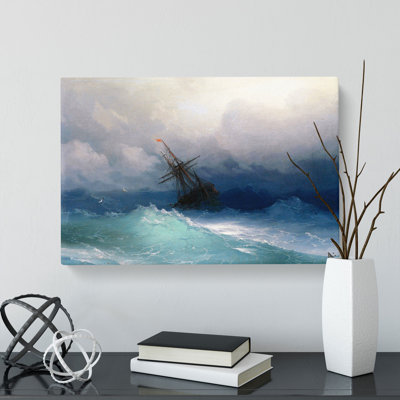 Ship On A Stormy Sea by Ivan Aivazovsky - Wrapped Canvas Painting
