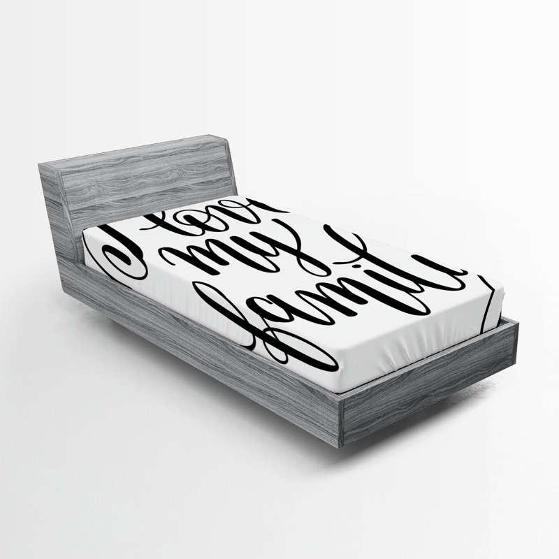 Ensemble de 2 draps-housse Ambesonne «Say My Love Calligraphy» noir et blanc, Ensemble literie pour lit simple