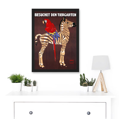 Exhibition Vintage Advert Zoo Zebra Parrot Germany - Single Picture Frame Art Prints