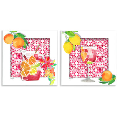 Ensemble de 2 plaques murales Sangria Pitcher & Glass, design par Hillary Holt
