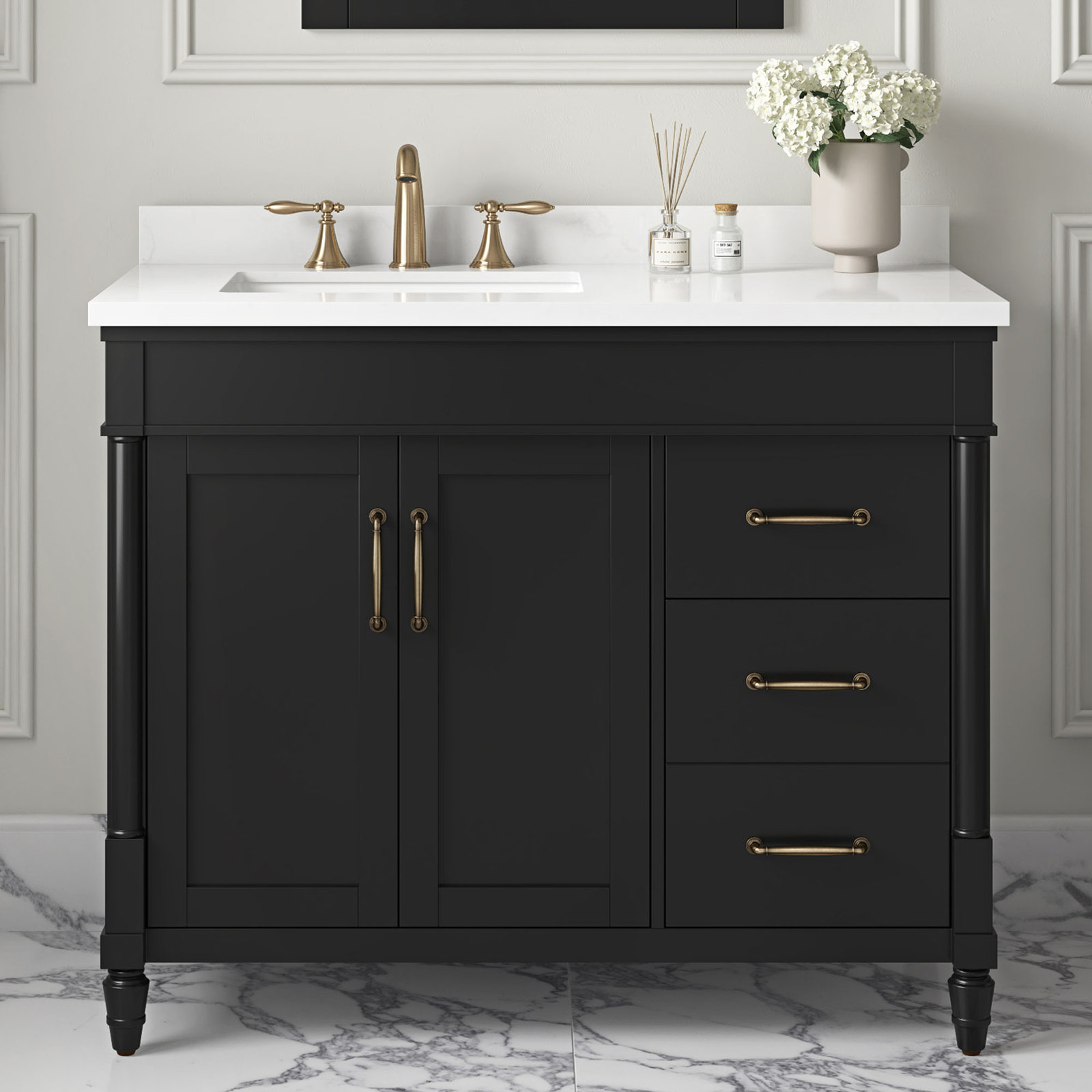 Burdick 42" Single Bathroom Vanity, Impress Black