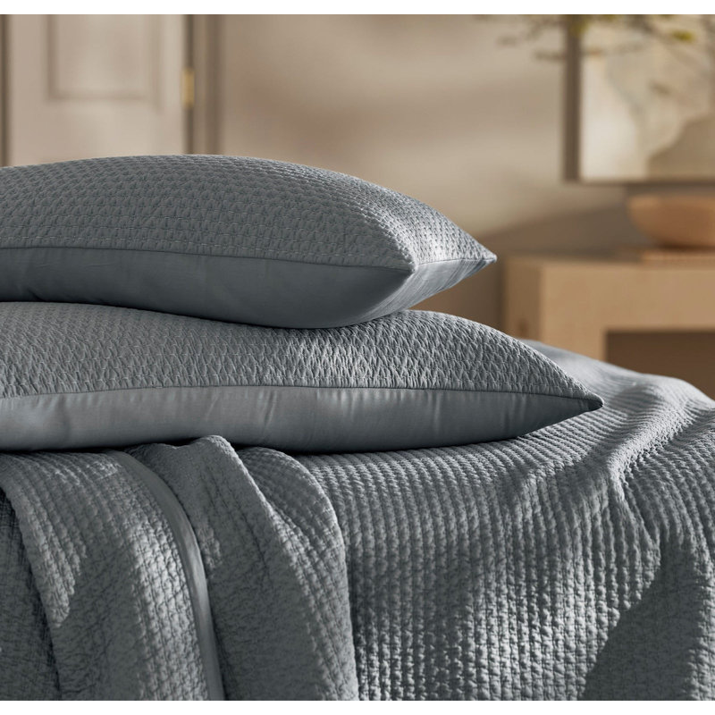 Signature Textured Stitch Quilted Sham, Standard Sham, Bluestone