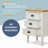 Martin 3-Drawer Cabinet Nightstand with Acacia Wood Top and Metal Cup Pulls, White