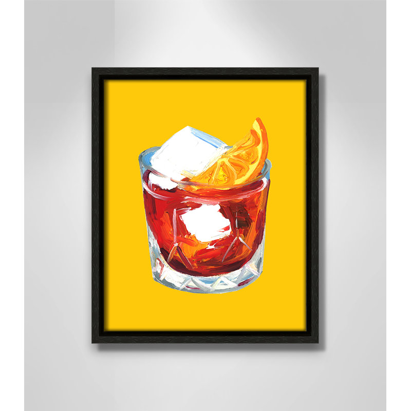 Imprimé jaune Negroni par Straker, H 11,5 po x l 9,5 po, Flottant espresso